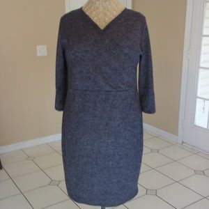 Heather Gray/Navy Wrap Sweater Knit Dress NWOT